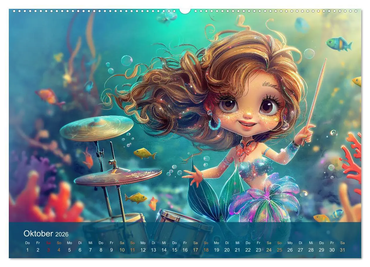 Bild: 9783457426692 | Kleine Meerjungfrauen (Wandkalender 2026 DIN A2 quer), CALVENDO...