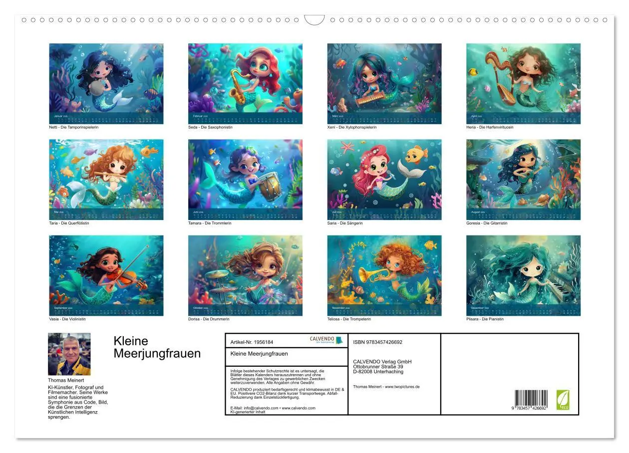 Bild: 9783457426692 | Kleine Meerjungfrauen (Wandkalender 2026 DIN A2 quer), CALVENDO...