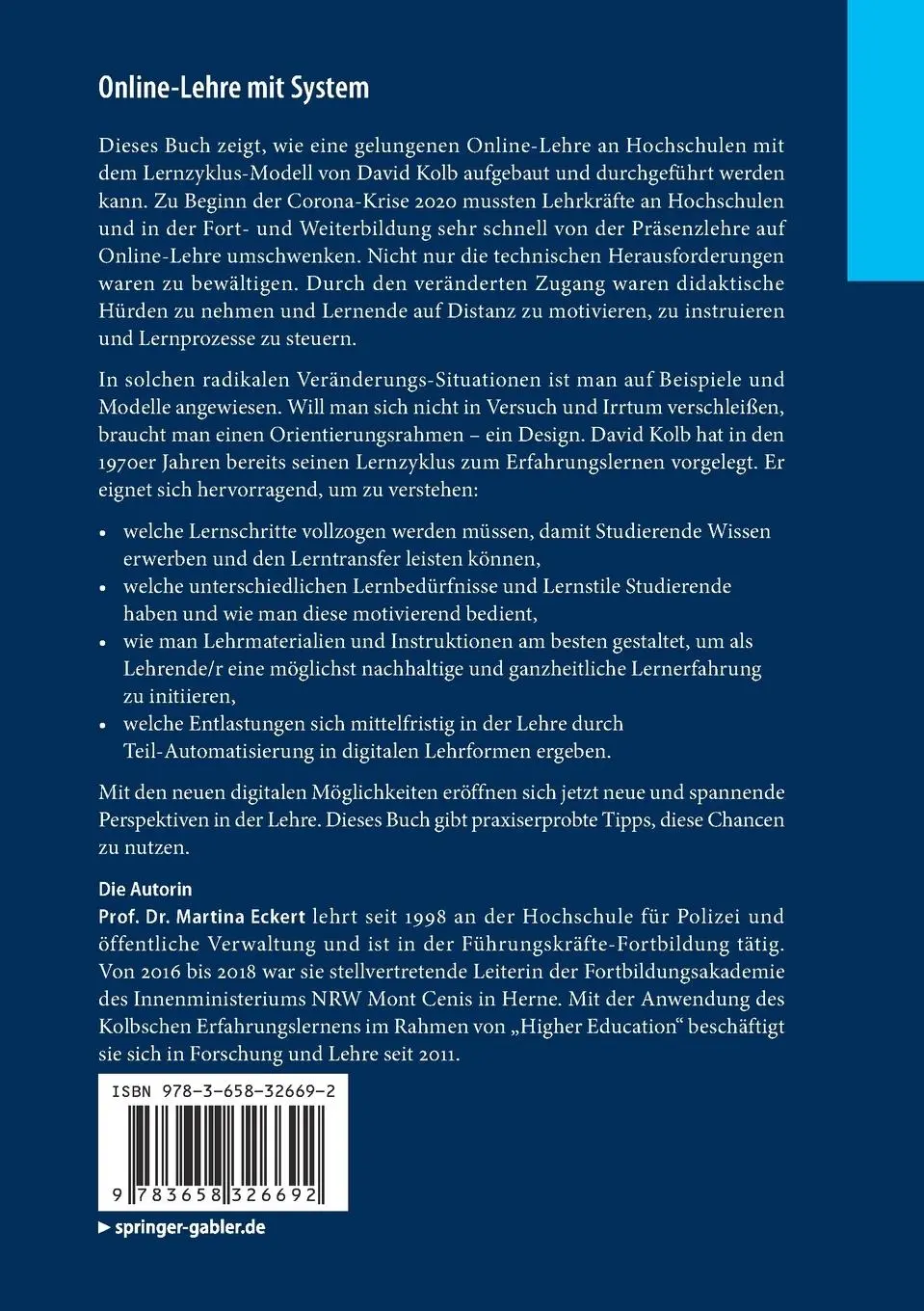 Rückseite: 9783658326692 | Online-Lehre mit System | Martina Eckert | Taschenbuch | xi | Deutsch