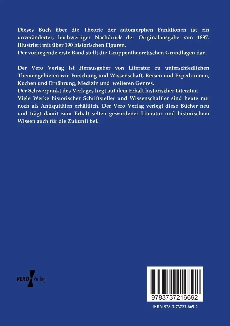 Rückseite: 9783737216692 | Vorlesungen über die Theorie der automorphen Funktionen | Erster Band
