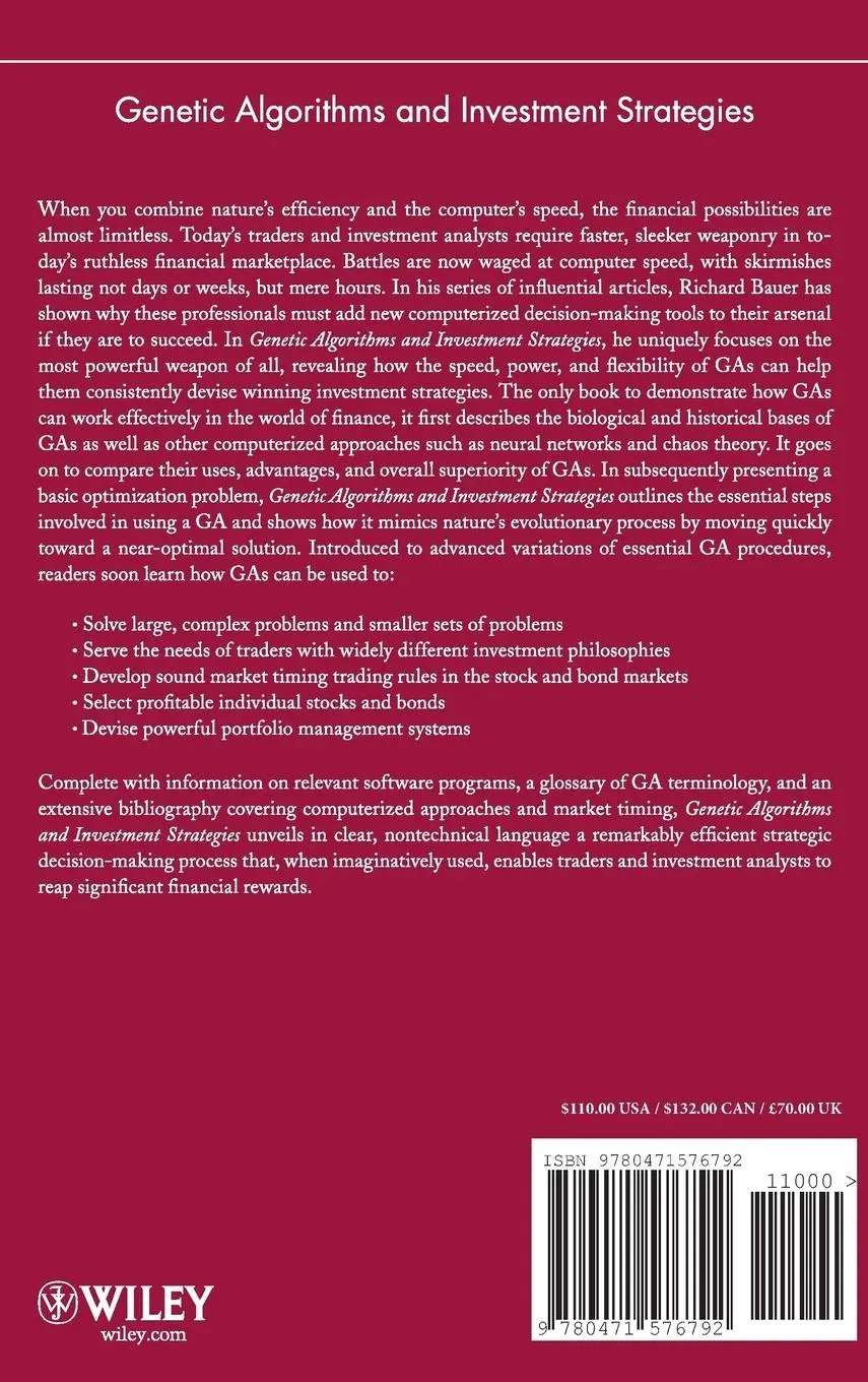 Rückseite: 9780471576792 | Genetic Algorithms and Investment Strategies | Richard J Bauer | Buch
