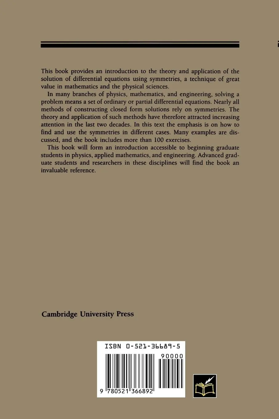 Rückseite: 9780521366892 | Differential Equations | Their Solution Using Symmetries | Stephani