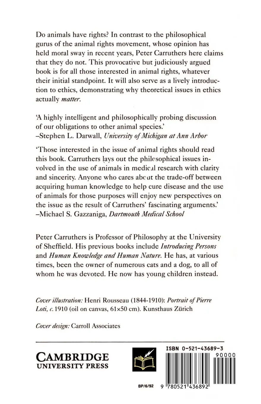 Rückseite: 9780521436892 | The Animals Issue | Moral Theory in Practice | Peter Carruthers | Buch