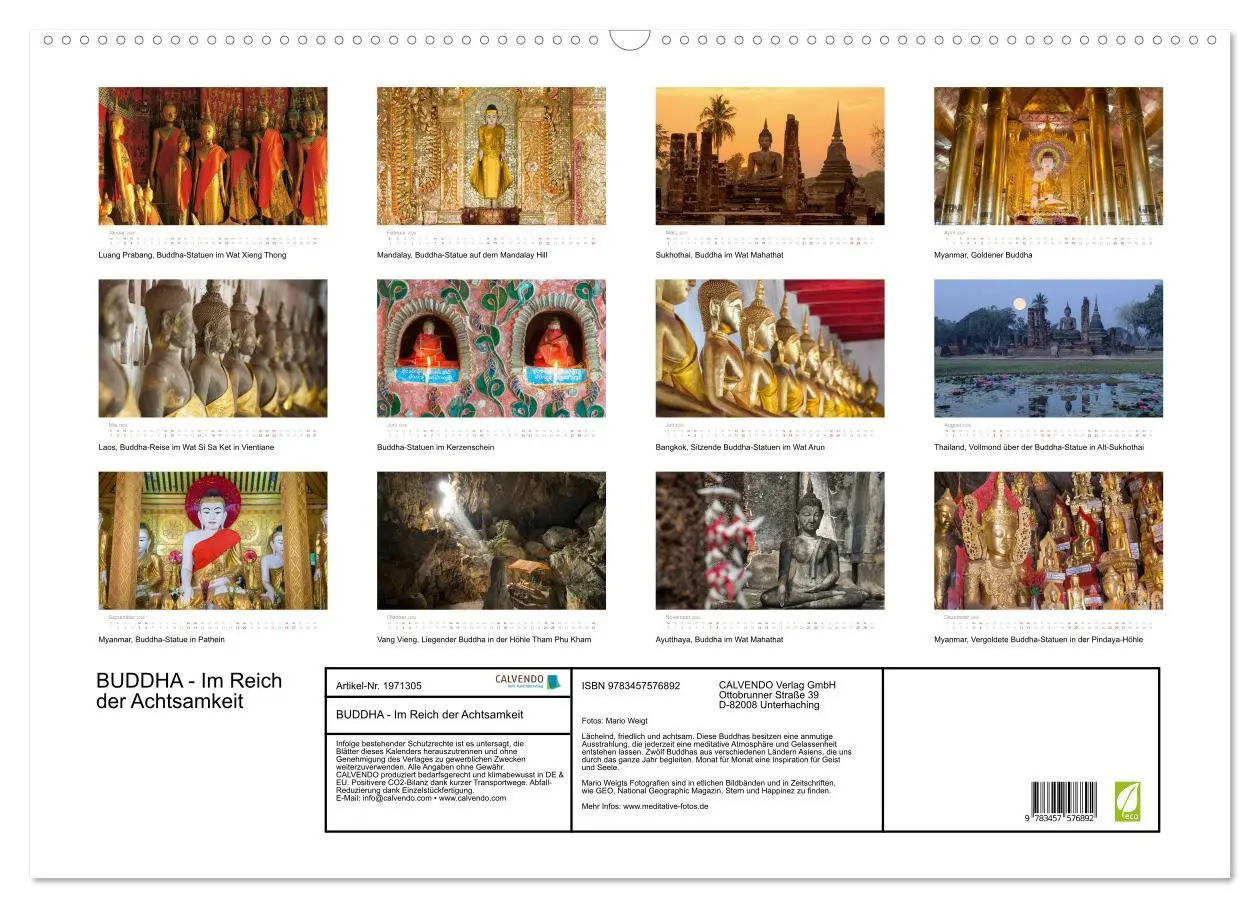 Bild: 9783457576892 | BUDDHA - Im Reich der Achtsamkeit (Wandkalender 2026 DIN A2 quer),...