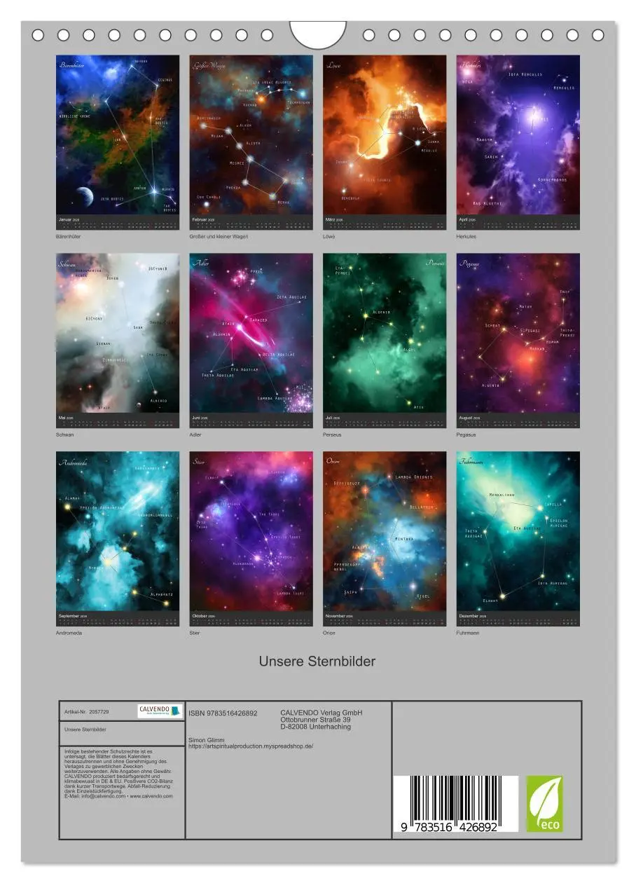 Bild: 9783516426892 | Unsere Sternbilder (Wandkalender 2026 DIN A4 hoch), CALVENDO...
