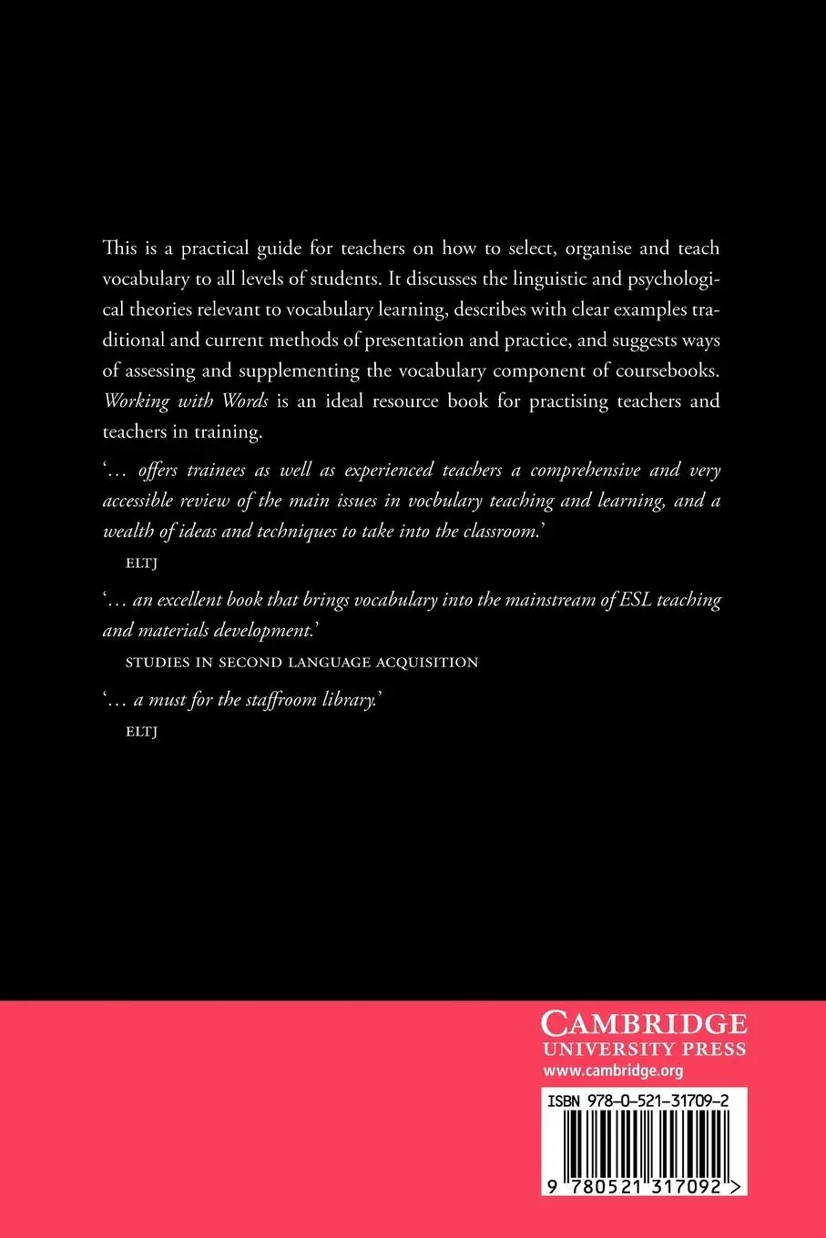 Rückseite: 9780521317092 | Working with Words | A Guide to Teaching and Learning Vocabulary