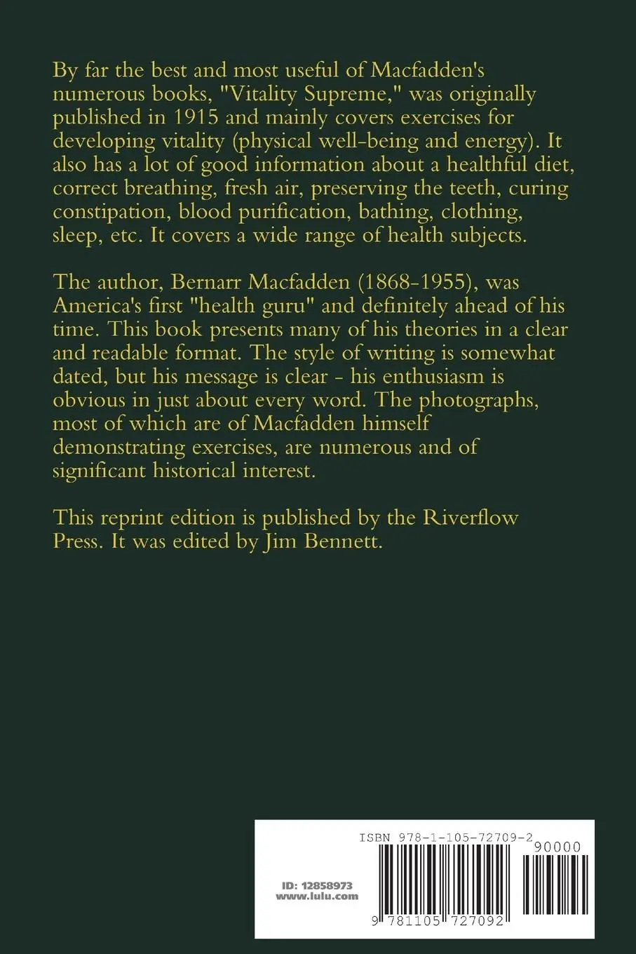 Rückseite: 9781105727092 | Vitality Supreme | Bernarr Macfadden | Taschenbuch | Englisch | 2012