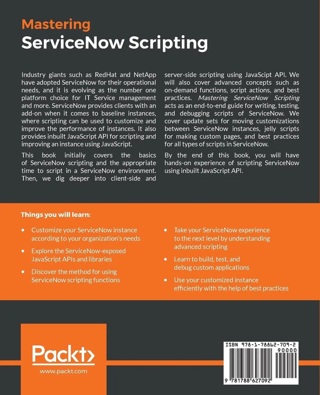 Rückseite: 9781788627092 | Mastering ServiceNow Scripting | Andrew Kindred | Taschenbuch | 2018