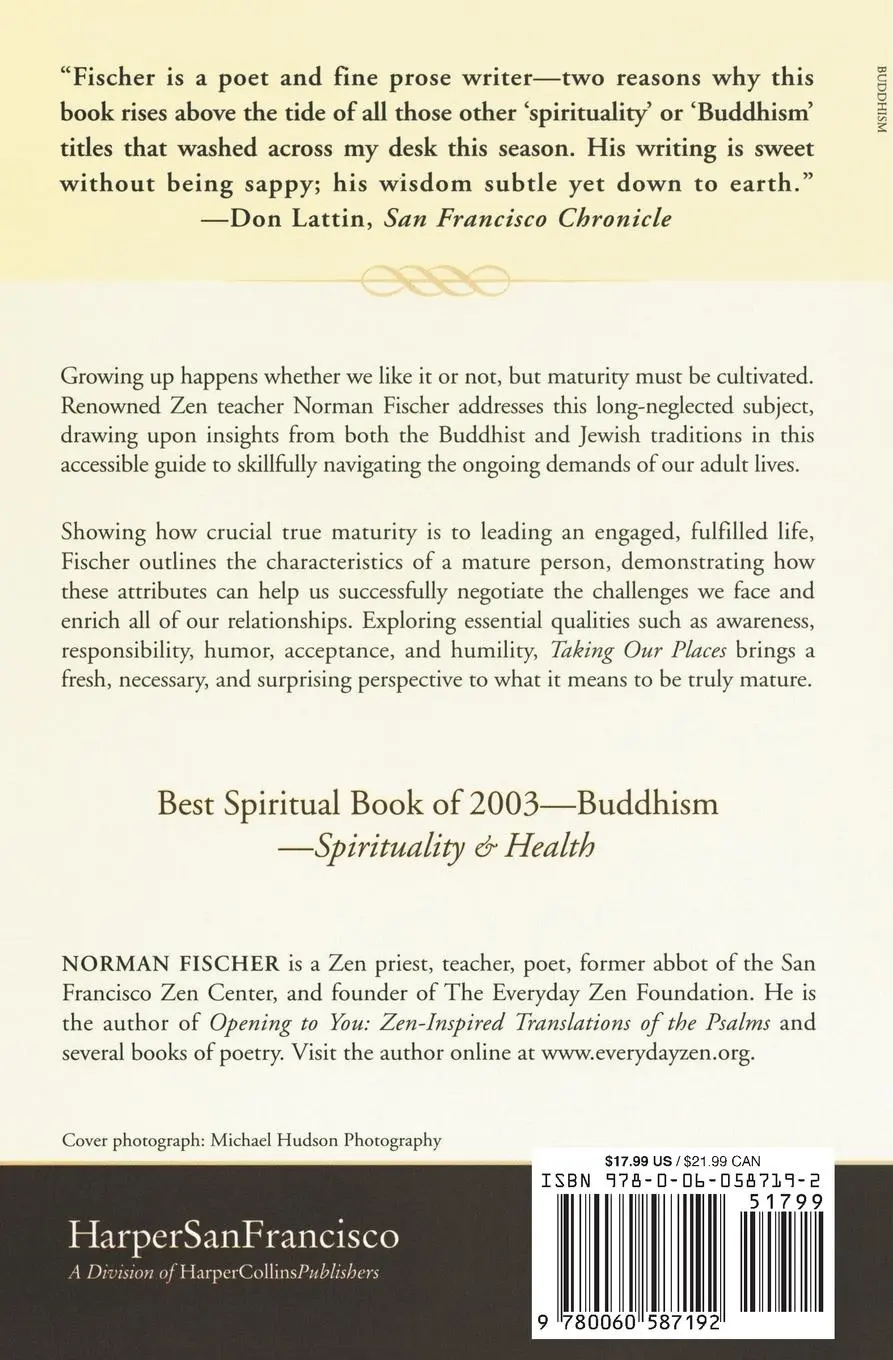 Rückseite: 9780060587192 | Taking Our Places | The Buddhist Path to Truly Growing Up | Fischer