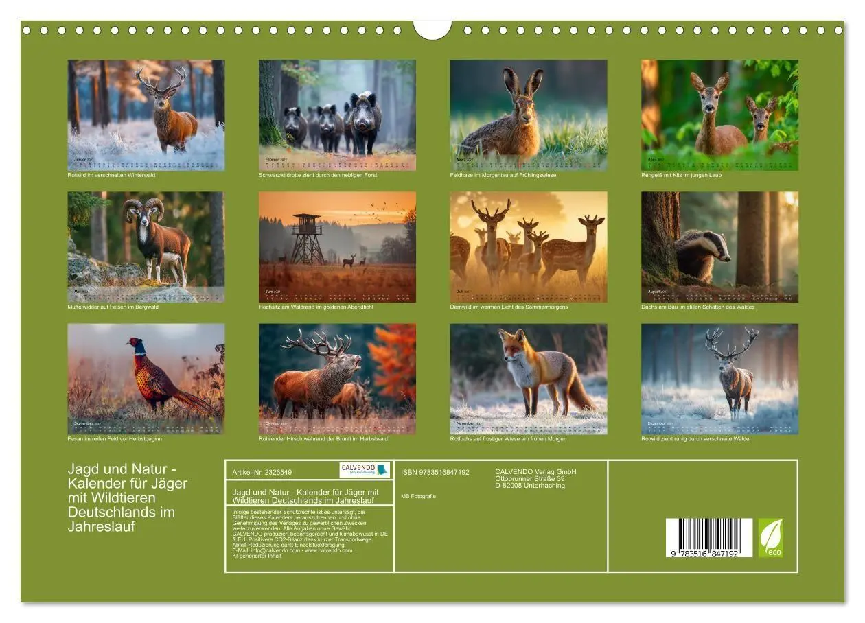 Bild: 9783516847192 | Jagd und Natur - Kalender für Jäger mit Wildtieren Deutschlands im...