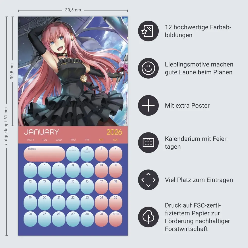 Bild: 9783840197192 | Hatsune Miku Broschurkalender 2026 | Kalender | Englisch | 2026