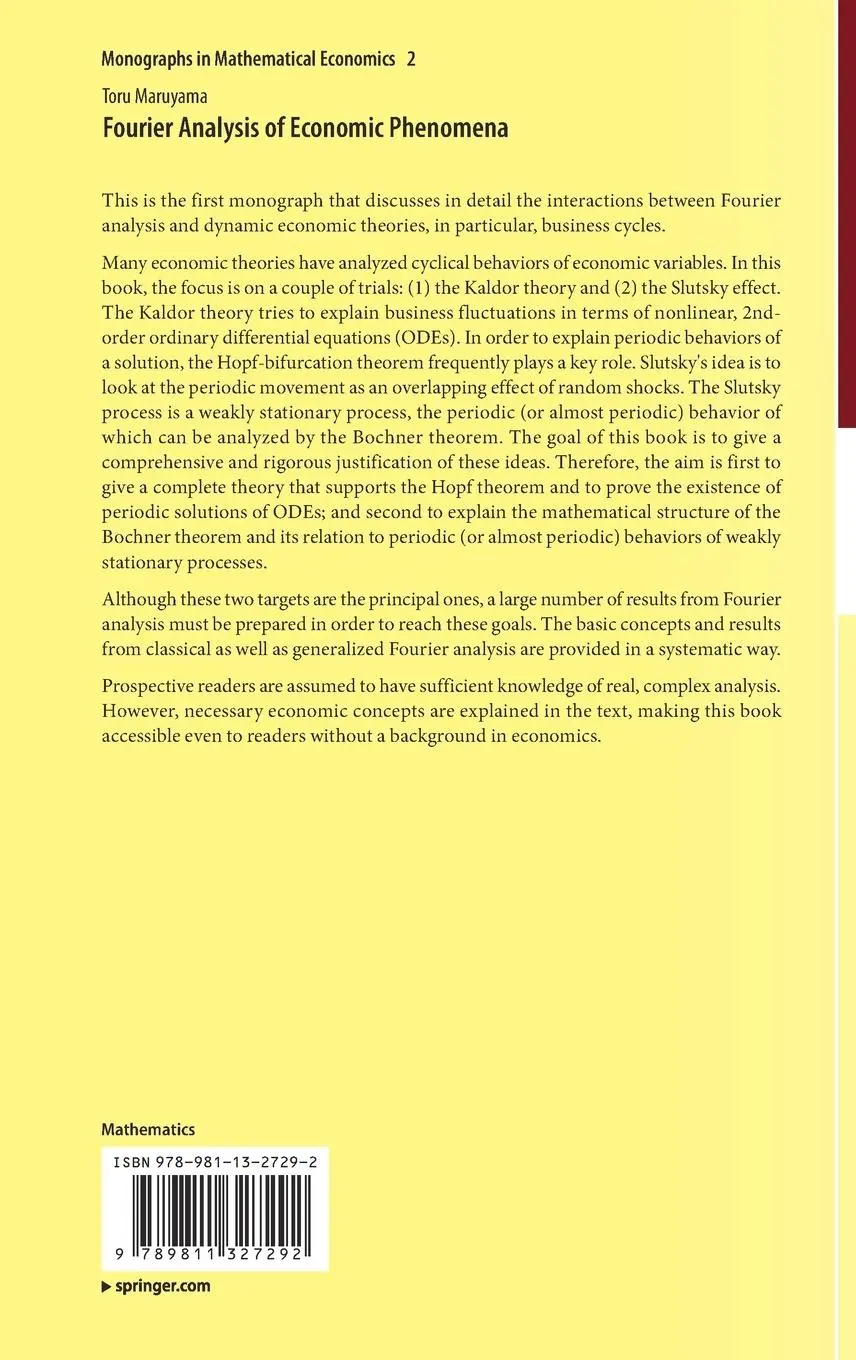 Rückseite: 9789811327292 | Fourier Analysis of Economic Phenomena | Toru Maruyama | Buch | xi