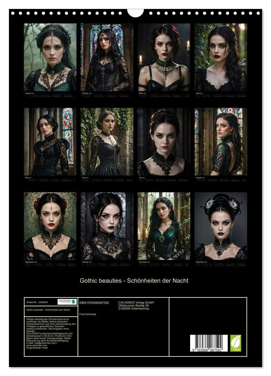 Bild: 9783569067592 | Gothic beauties - Schönheiten der Nacht (Wandkalender 2027 DIN A3...