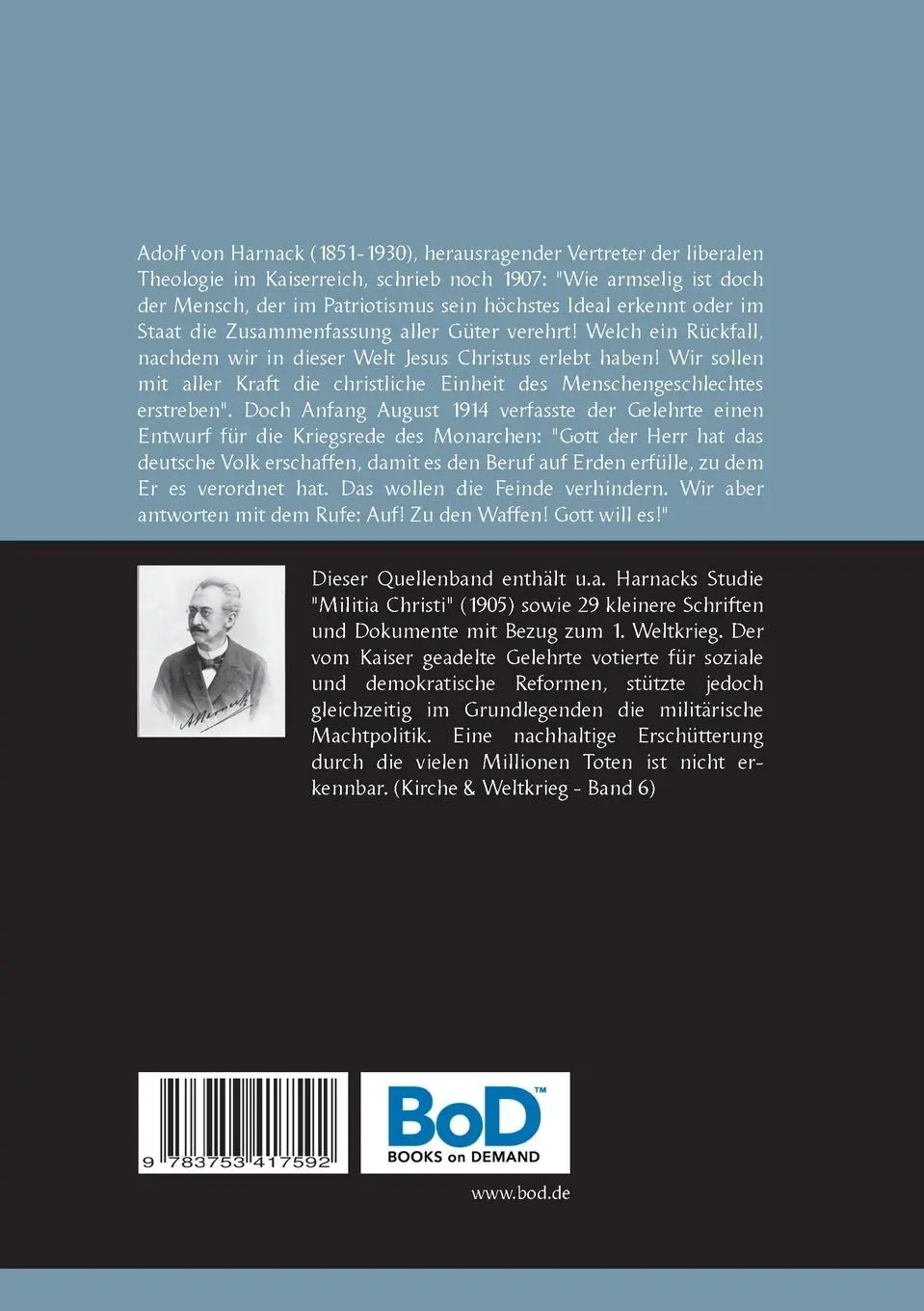 Rückseite: 9783753417592 | Schriften über Krieg und Christentum | Adolf Von Harnack | Taschenbuch
