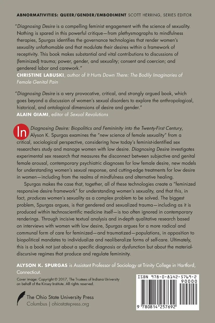 Rückseite: 9780814257692 | Diagnosing Desire | Alyson K. Spurgas | Taschenbuch | Englisch | 2020