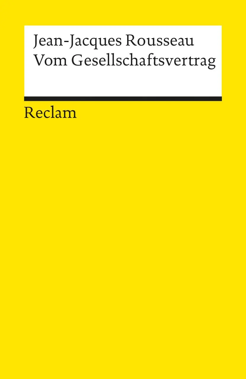 Cover: 9783150017692 | Vom Gesellschaftsvertrag | Jean-Jacques Rousseau | Taschenbuch | 2001