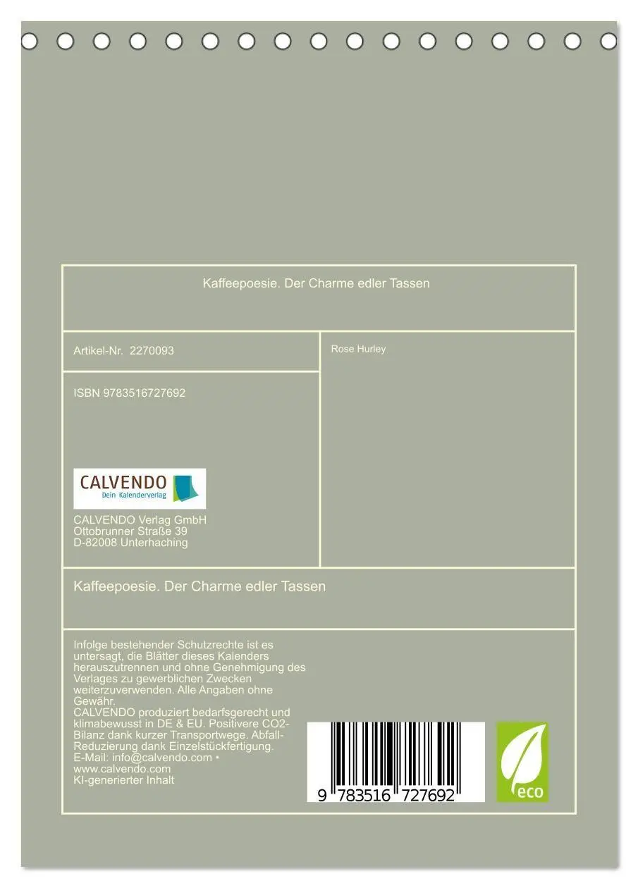 Bild: 9783516727692 | Kaffeepoesie. Der Charme edler Tassen (Tischkalender 2026 DIN A5...