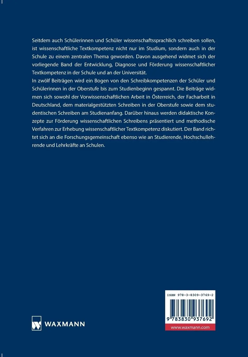 Rückseite: 9783830937692 | Wissenschaftliches Schreiben lehren und lernen | Taschenbuch | 264 S.