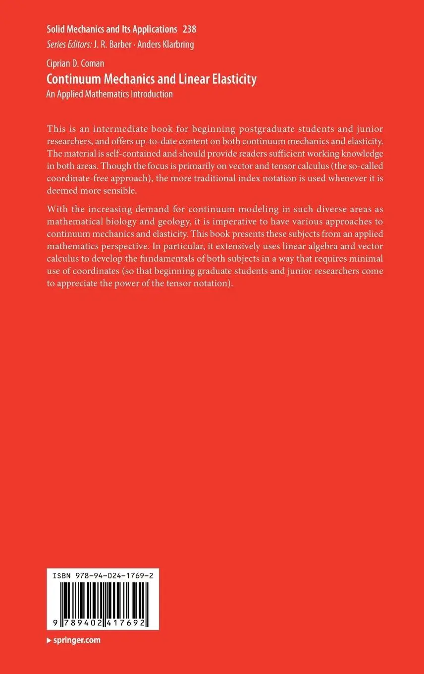 Rückseite: 9789402417692 | Continuum Mechanics and Linear Elasticity | Ciprian D. Coman | Buch
