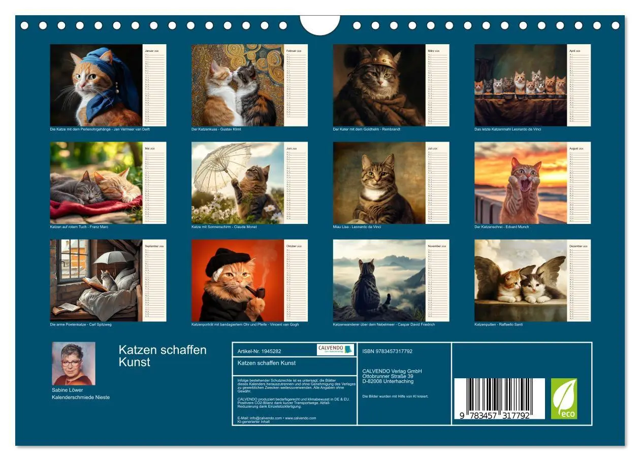 Bild: 9783457317792 | Katzen schaffen Kunst (Wandkalender 2026 DIN A4 quer), CALVENDO...