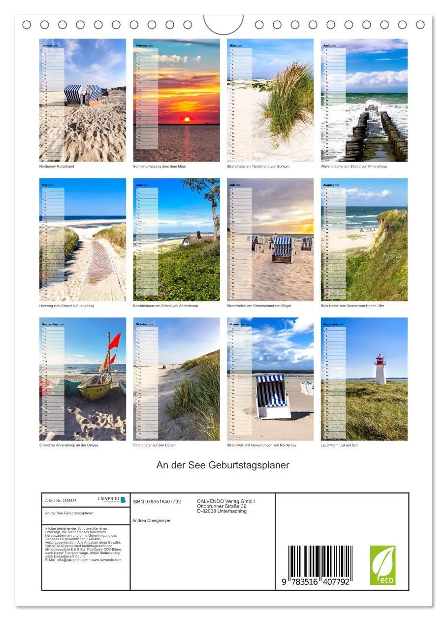 Bild: 9783516407792 | An der See Geburtstagsplaner (Wandkalender 2026 DIN A4 hoch),...