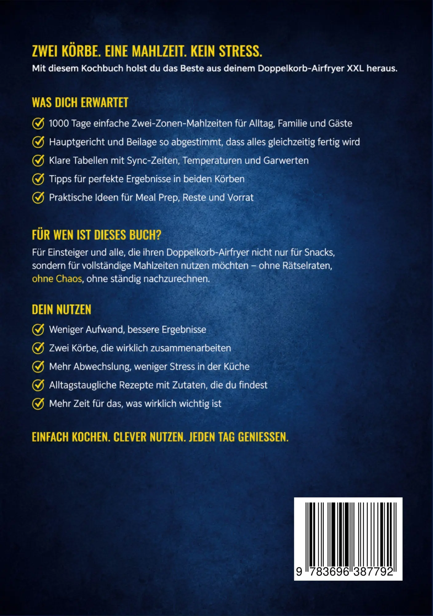 Rückseite: 9783696387792 | Doppelkorb-Airfryer XXL ohne Küchenchaos | Lena Hoffmann | Taschenbuch