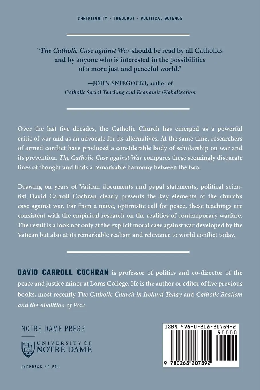 Rückseite: 9780268207892 | The Catholic Case against War | A Brief Guide | David Carroll Cochran