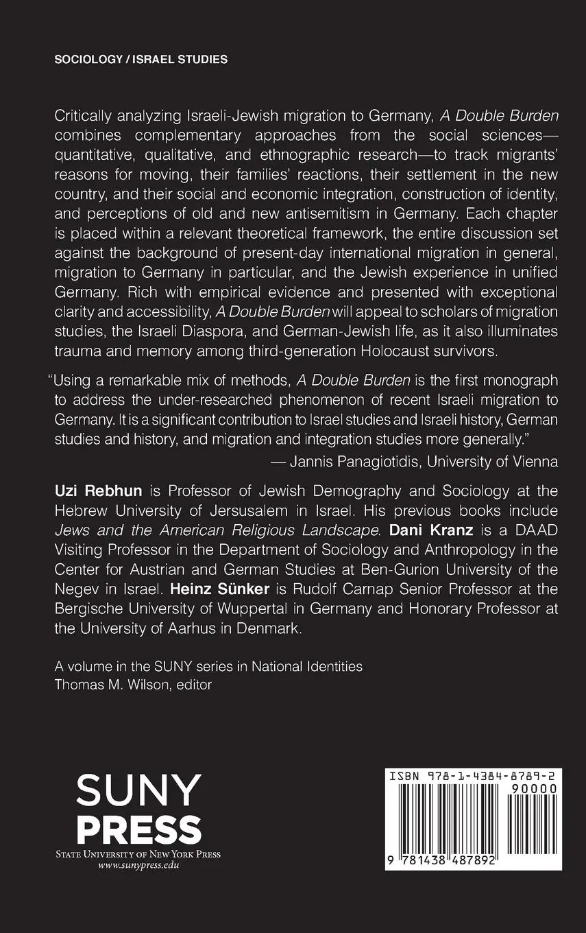 Rückseite: 9781438487892 | A Double Burden | Israeli Jews in Contemporary Germany | Kranz (u. a.)