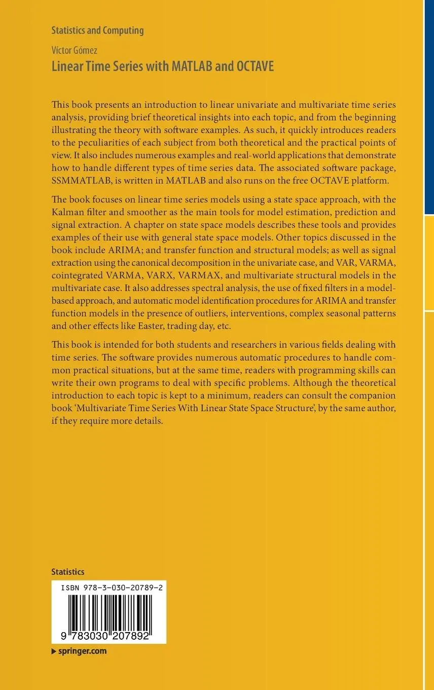 Rückseite: 9783030207892 | Linear Time Series with MATLAB and OCTAVE | Víctor Gómez | Buch | xvii