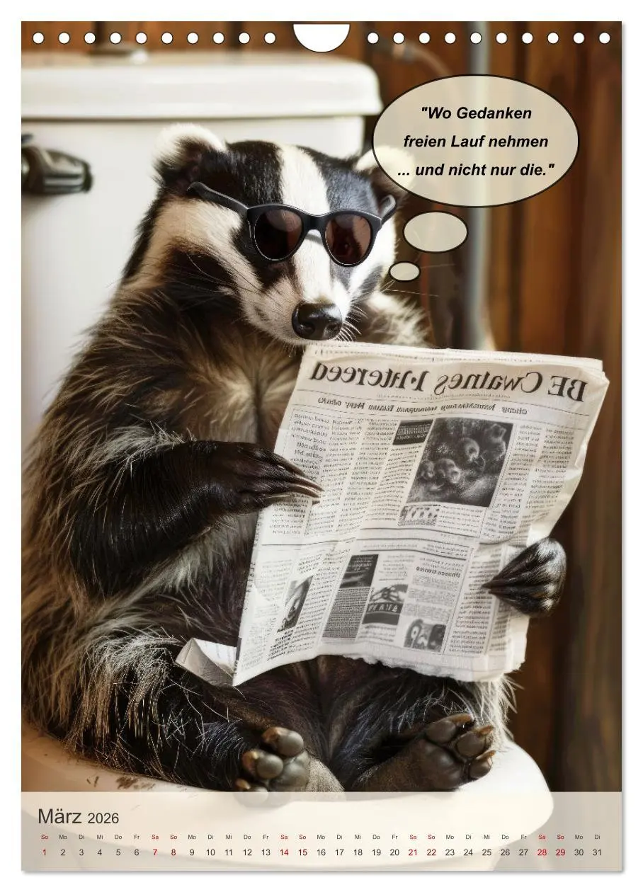 Bild: 9783516257892 | Tierisch lustiger Toilettenhumor (Wandkalender 2026 DIN A4 hoch),...