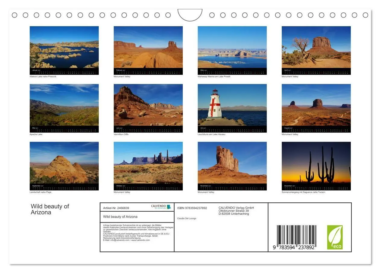 Bild: 9783594237892 | Wild beauty of Arizona (Wandkalender 2027 DIN A4 quer), CALVENDO...