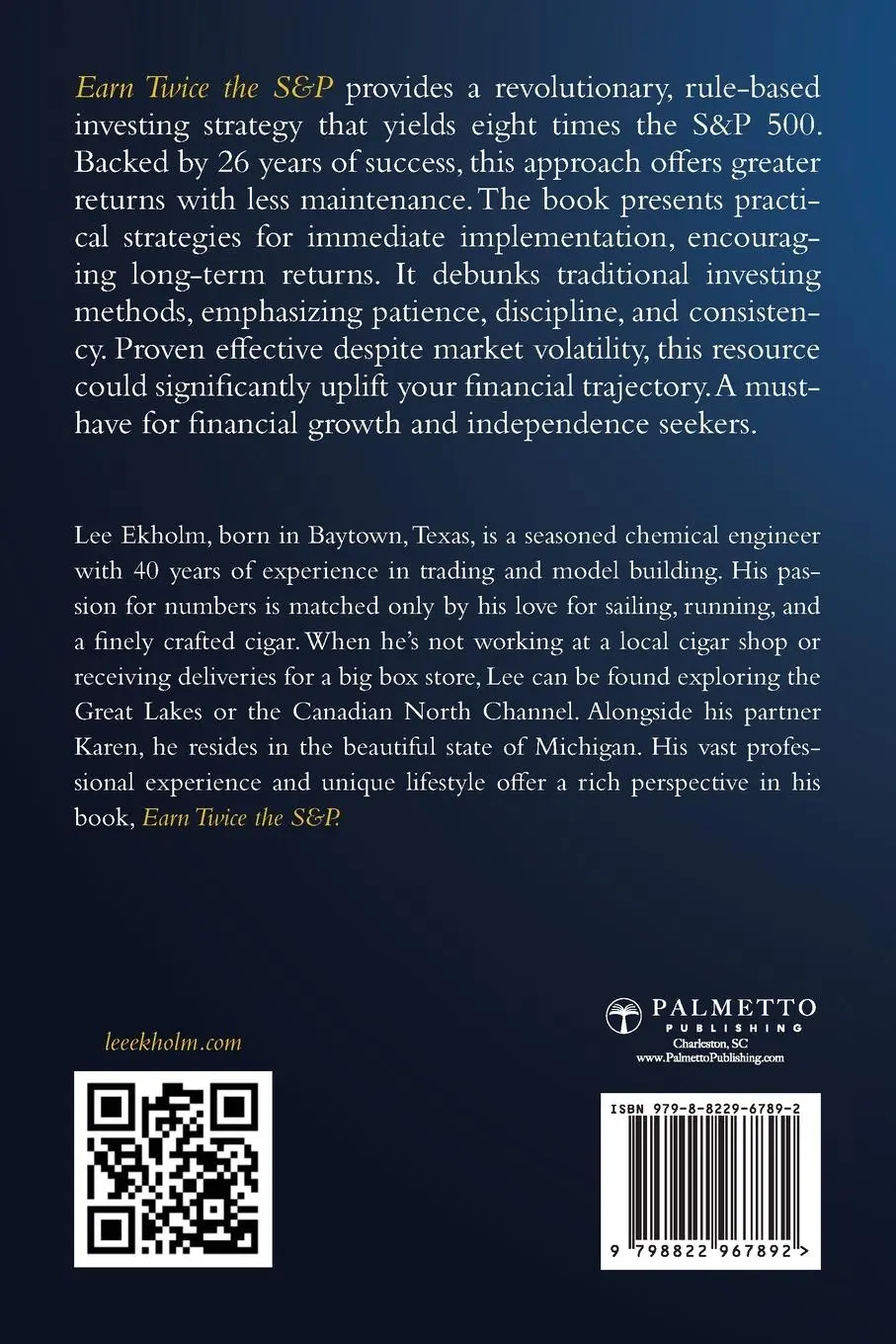 Rückseite: 9798822967892 | Earn Twice the S&amp;P | Model-based Investing | Lee Ekholm | Taschenbuch