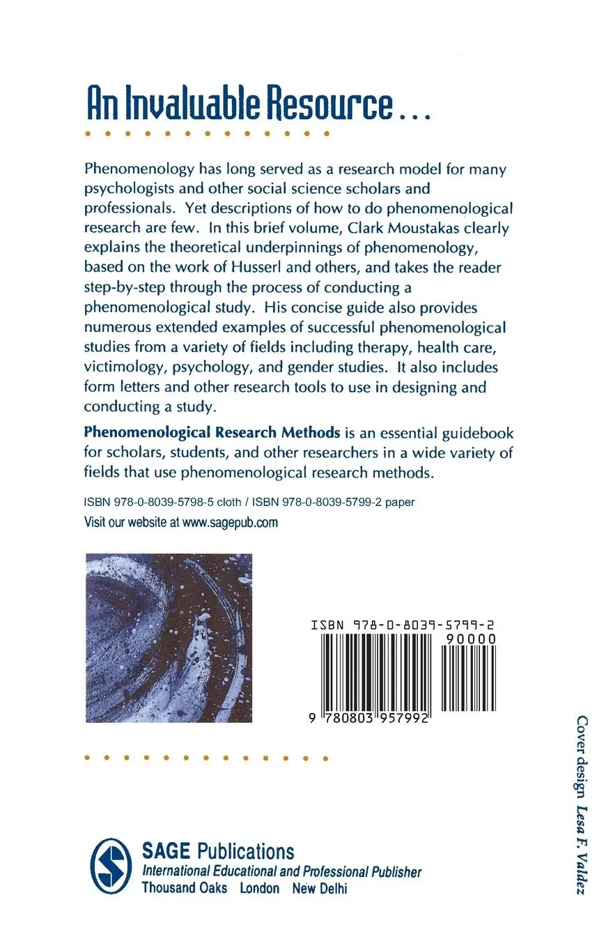 Rückseite: 9780803957992 | Phenomenological Research Methods | Clark Moustakas | Taschenbuch