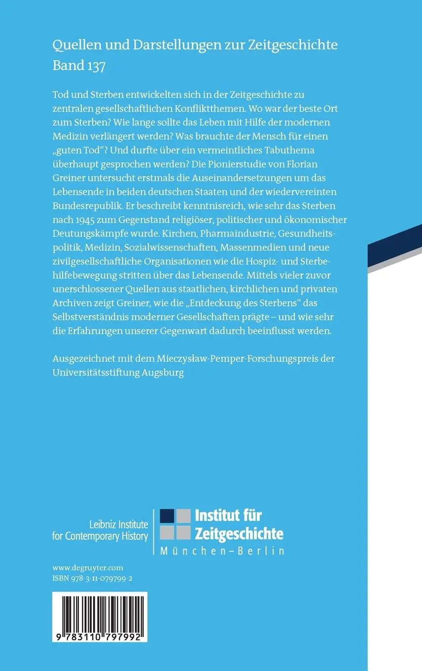 Rückseite: 9783110797992 | Die Entdeckung des Sterbens | Florian Greiner | Buch | VIII | Deutsch