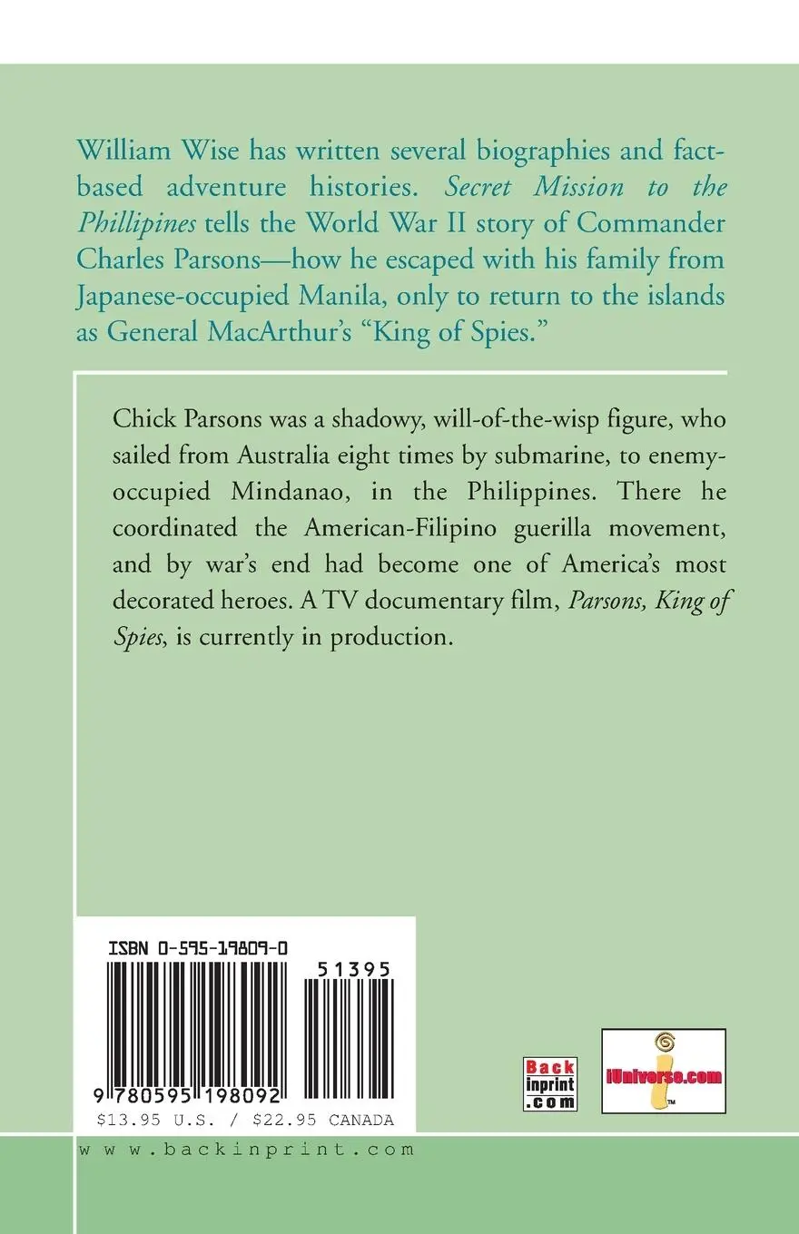 Rückseite: 9780595198092 | Secret Mission to the Philippines | William Wise | Taschenbuch | 2001
