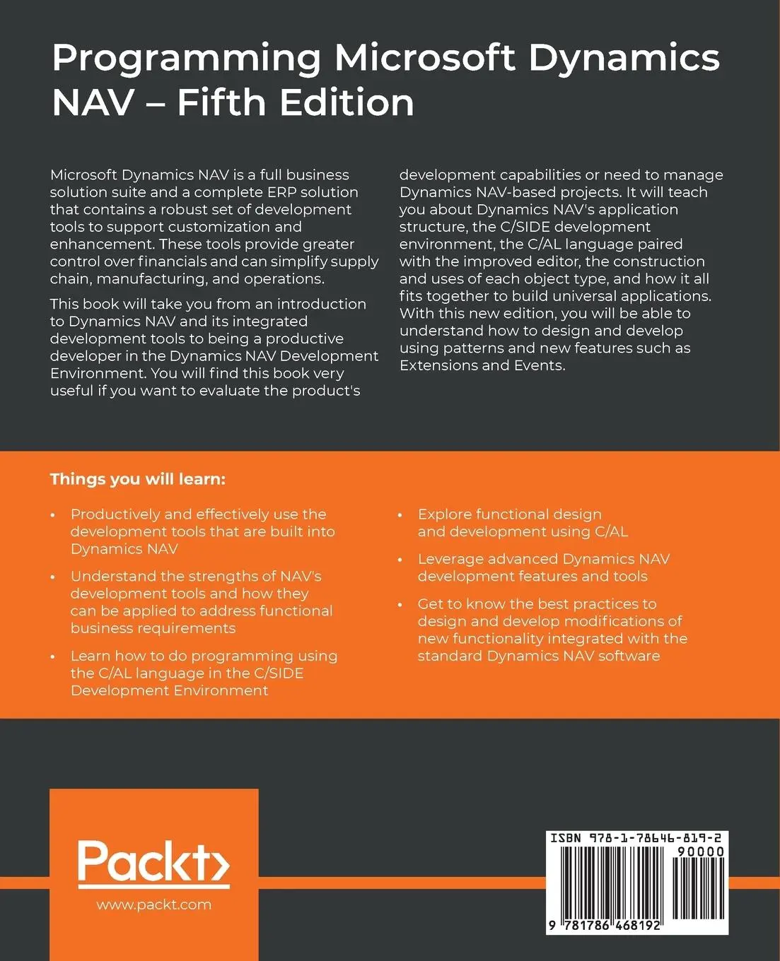 Rückseite: 9781786468192 | Programming Microsoft Dynamics NAV - Fifth Edition | Brummel (u. a.)