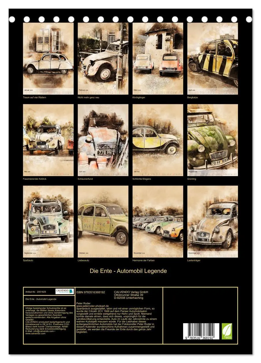 Bild: 9783516368192 | Die Ente - Automobil Legende (Tischkalender 2026 DIN A5 hoch),...