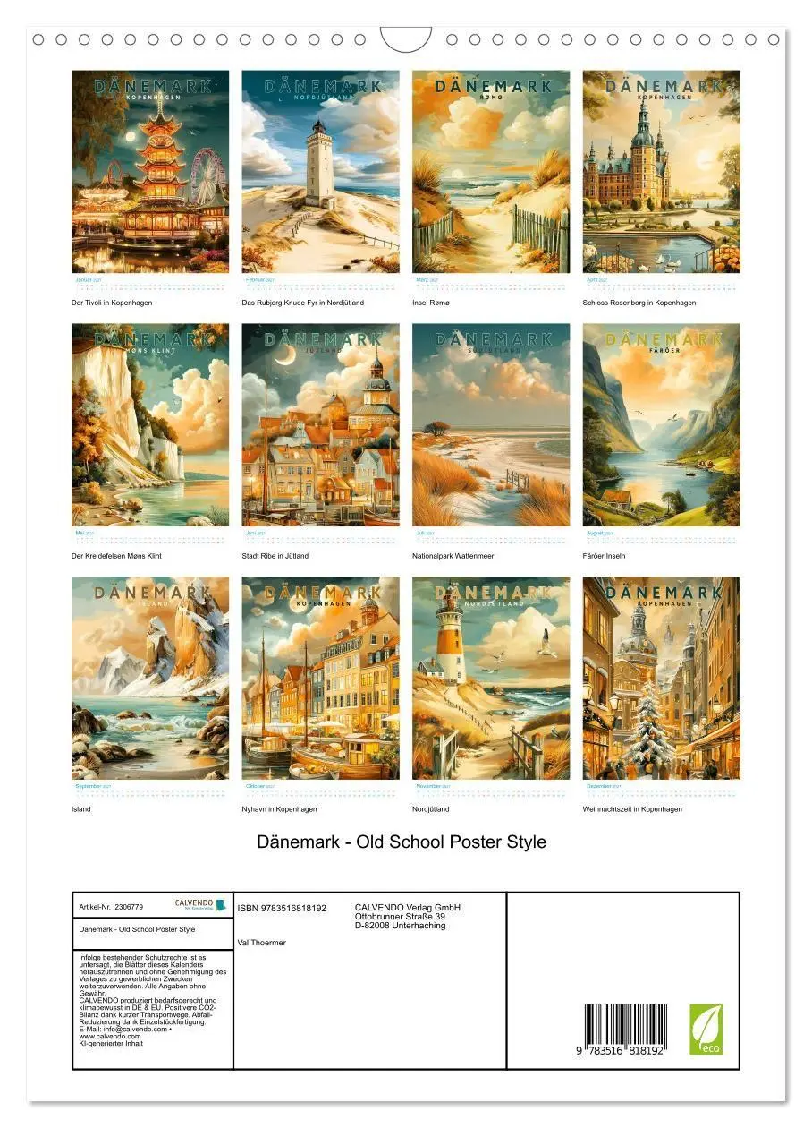 Bild: 9783516818192 | Dänemark - Old School Poster Style (Wandkalender 2027 DIN A3 hoch),...