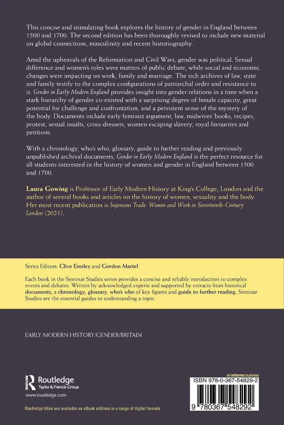 Rückseite: 9780367548292 | Gender in Early Modern England | Laura Gowing | Taschenbuch | Englisch