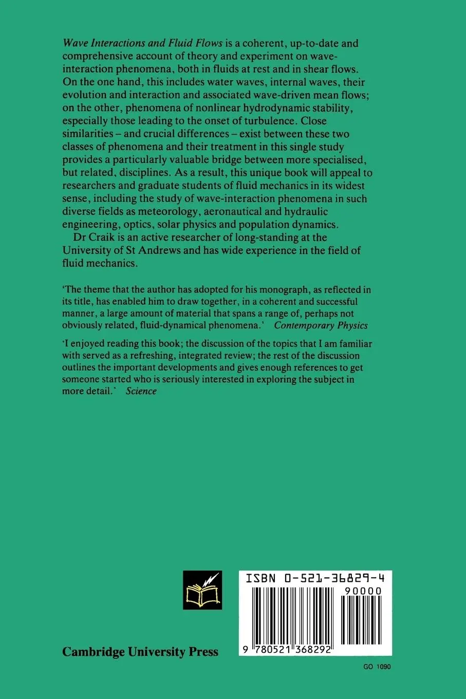 Rückseite: 9780521368292 | Wave Interactions and Fluid Flows | Alex D. D. Craik | Taschenbuch