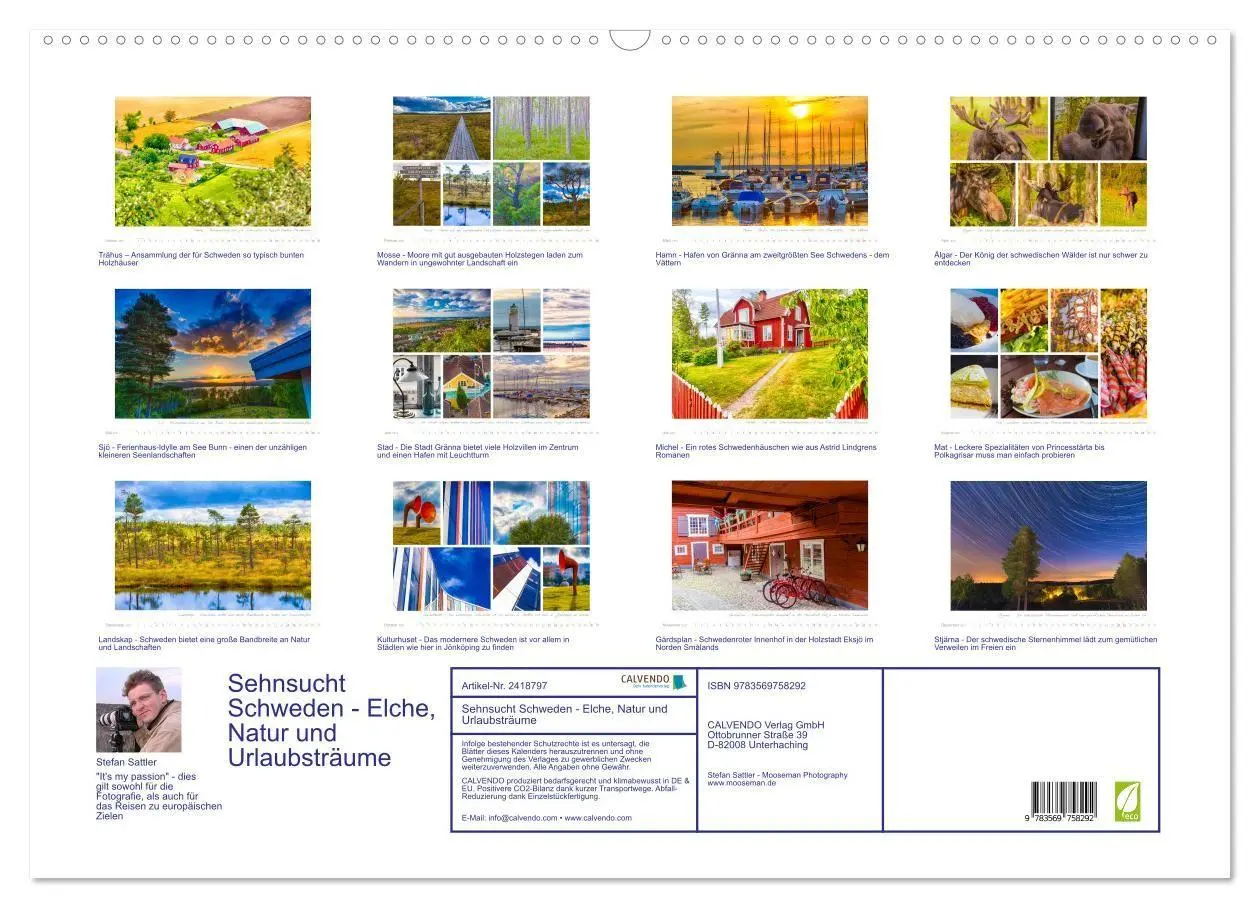 Bild: 9783569758292 | Sehnsucht Schweden - Elche, Natur und Urlaubsträume (Wandkalender...