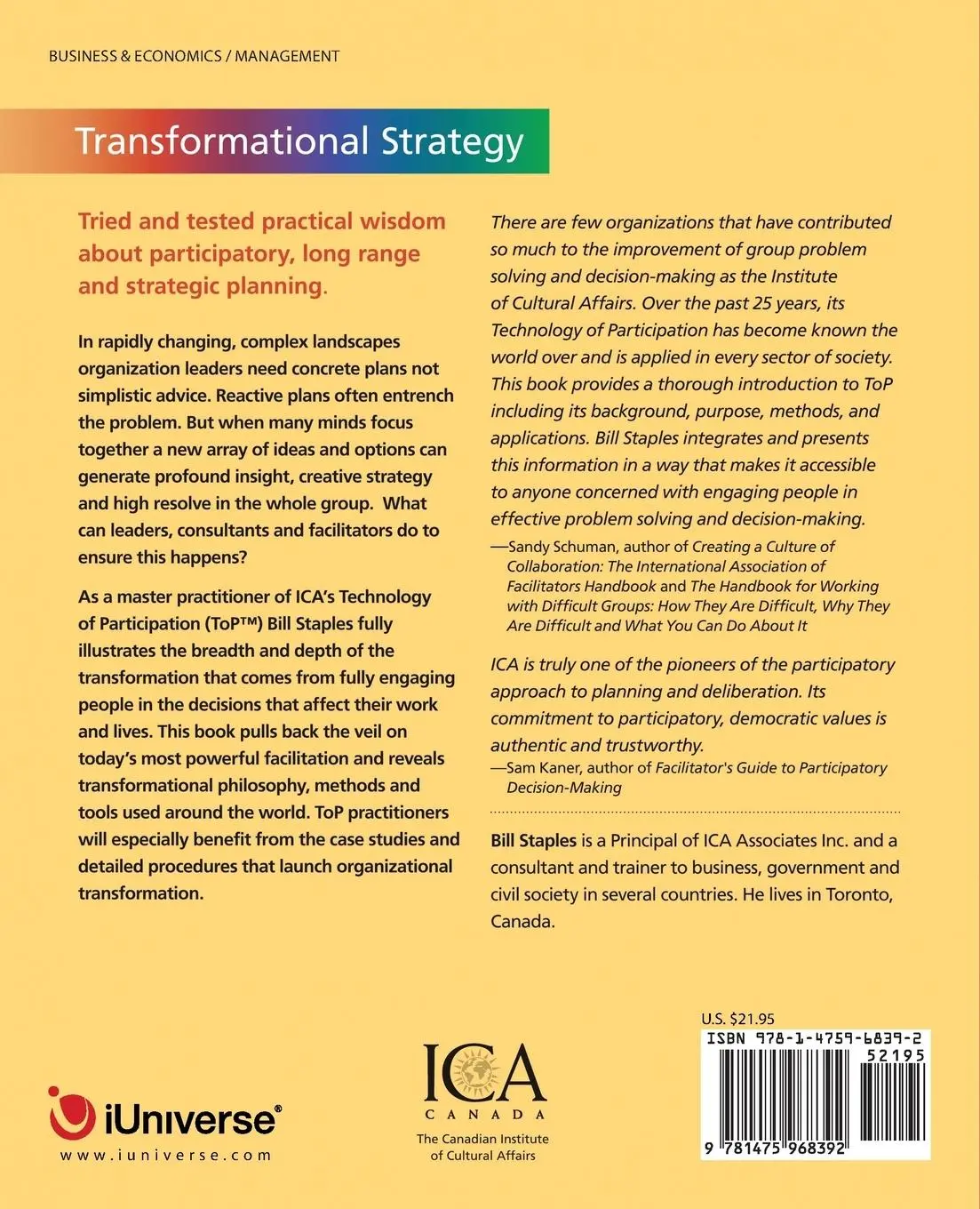 Rückseite: 9781475968392 | Transformational Strategy | Facilitation of ToP Participatory Planning