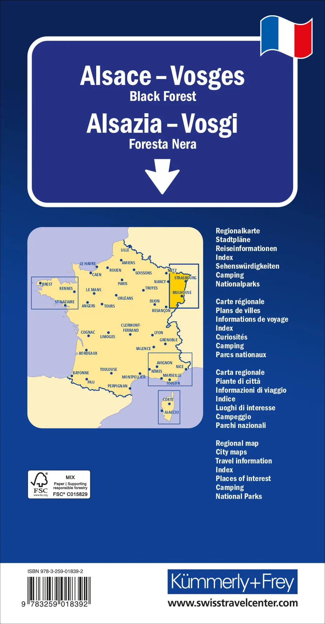Rückseite: 9783259018392 | Kümmerly+Frey Regional-Strassenkarte Elsass, Vogesen 1:200.000 | AG