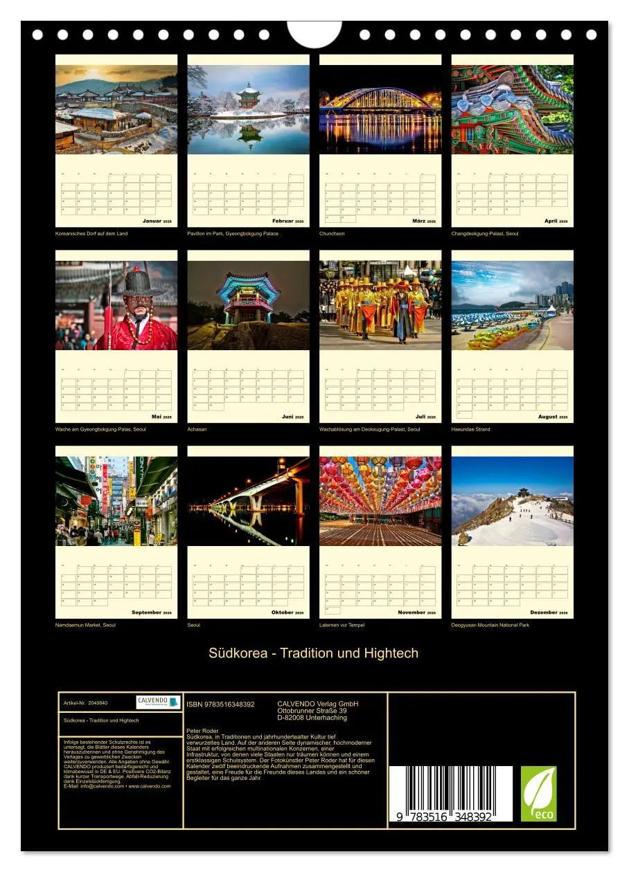 Bild: 9783516348392 | Südkorea - Tradition und Hightech (Wandkalender 2026 DIN A4 hoch),...