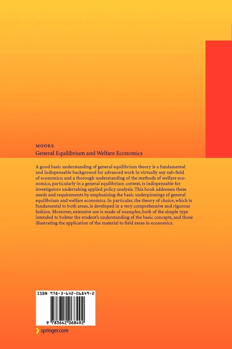 Rückseite: 9783642068492 | General Equilibrium and Welfare Economics | An Introduction | Moore