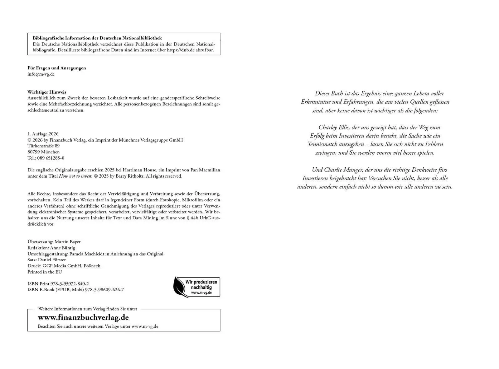 Bild: 9783959728492 | How not to invest | Barry Ritholtz | Taschenbuch | 544 S. | Deutsch