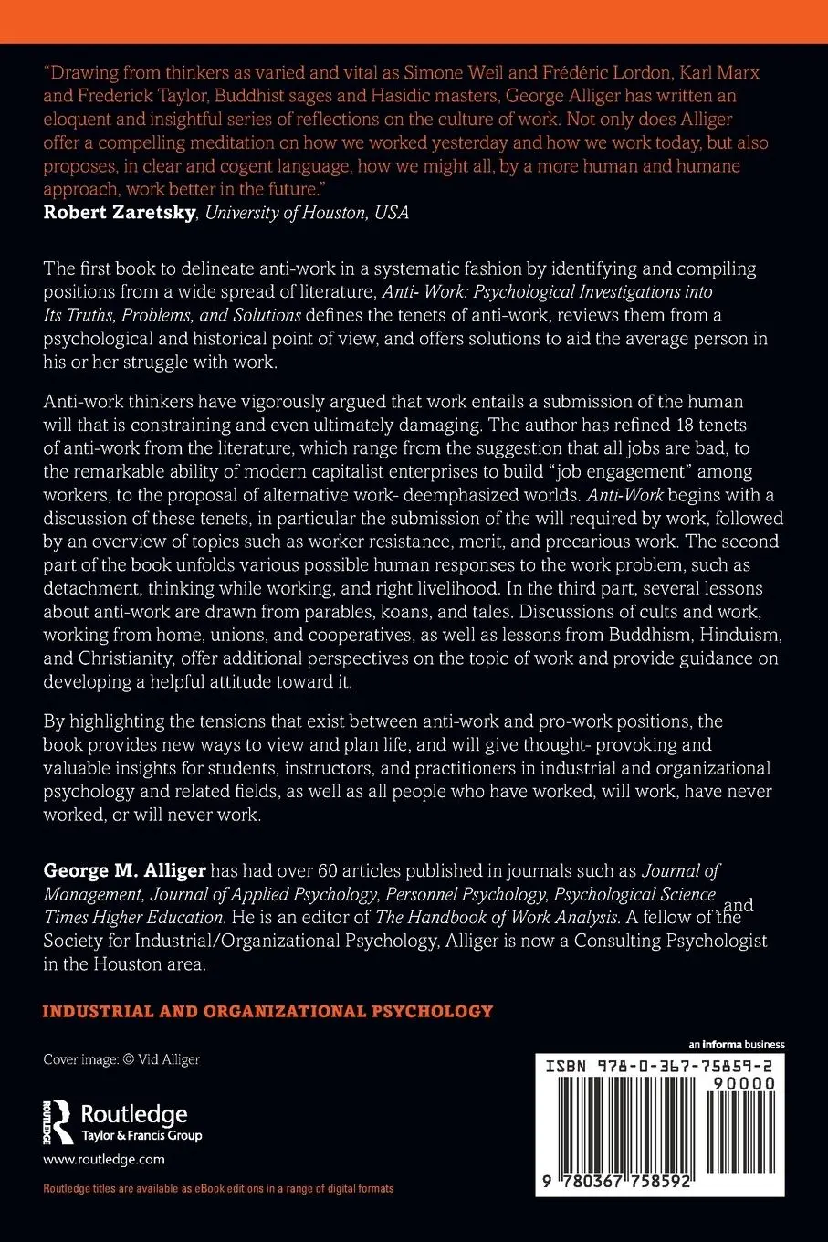Rückseite: 9780367758592 | Anti-Work | George M. Alliger | Taschenbuch | Englisch | 2021