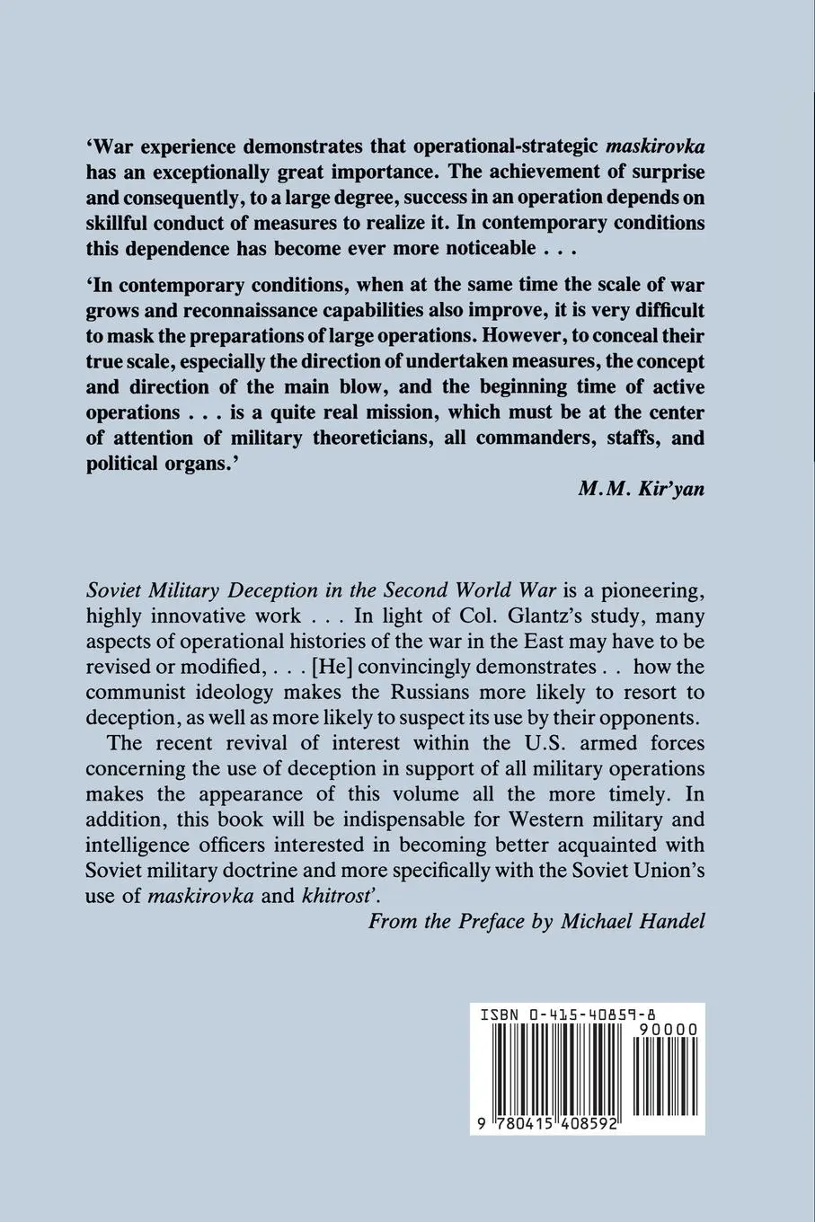 Rückseite: 9780415408592 | Soviet Military Deception in the Second World War | David M. Glantz