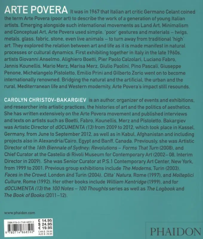 Rückseite: 9780714868592 | Arte Povera | Abridged Edition | Carolyn Christov-Bakargiev | Buch