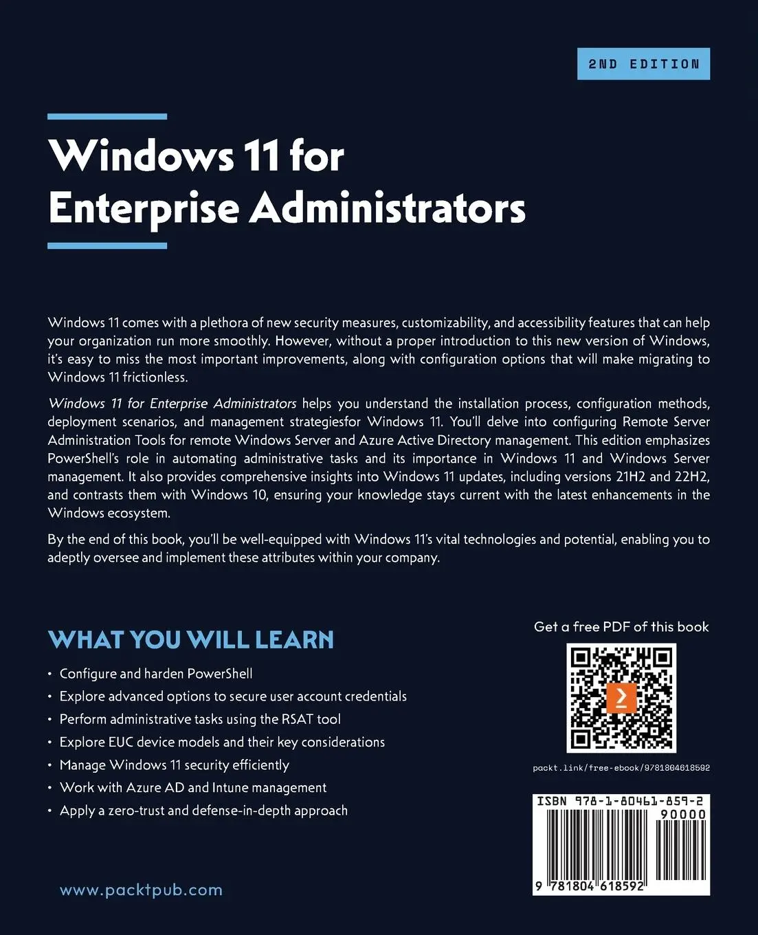 Rückseite: 9781804618592 | Windows 11 for Enterprise Administrators - Second Edition | Buch